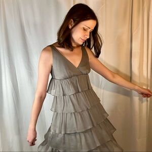 J.Crew Silk Tiered Grey Dress
